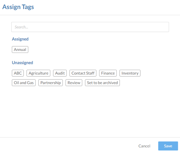 Assign tags to file