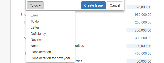 Select an issue type.