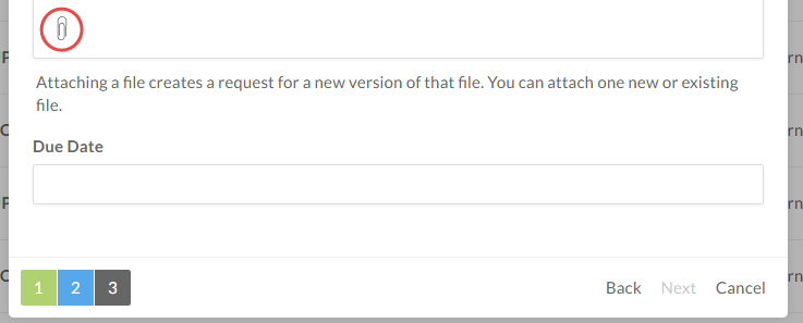 The Attach Files icon in the Create File Request dialog.