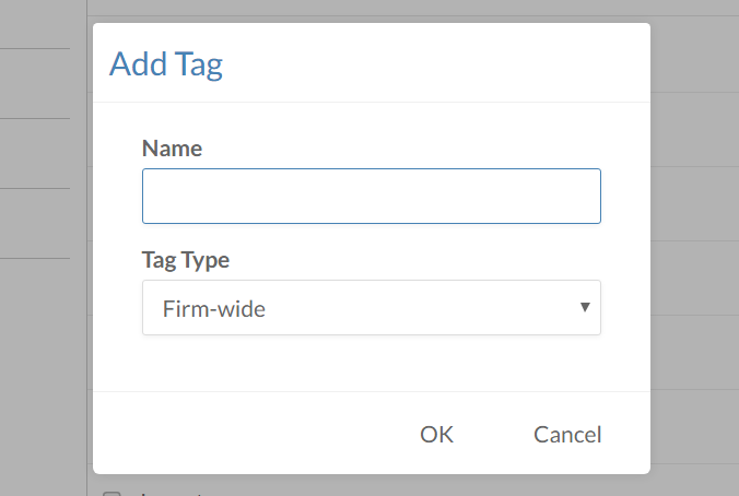 The Add Tag dialog from the Tag Management page