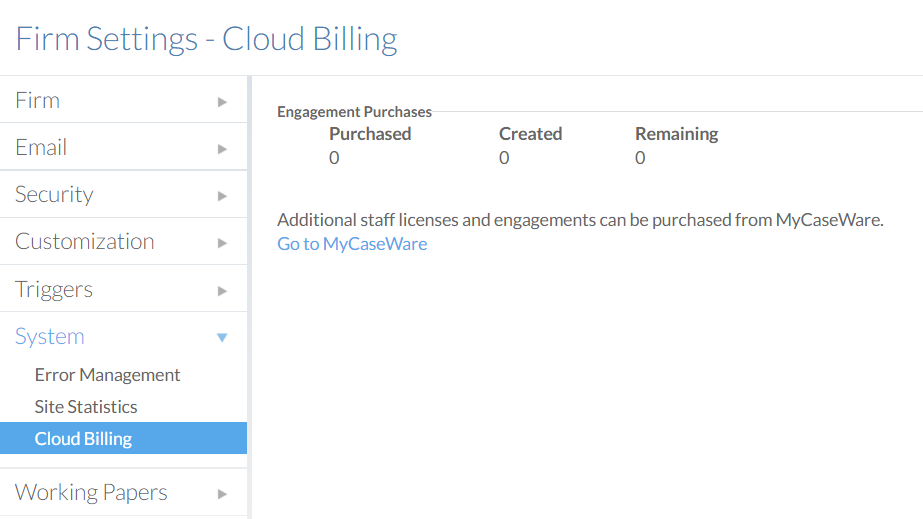 The Cloud Billing section of the Settings page.