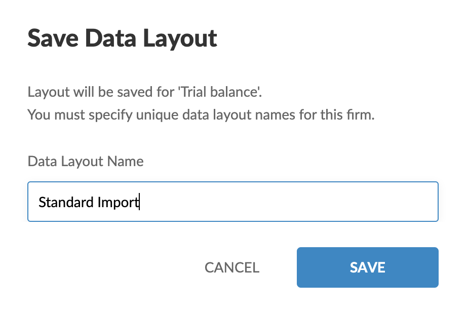 Naming the saved data layout.