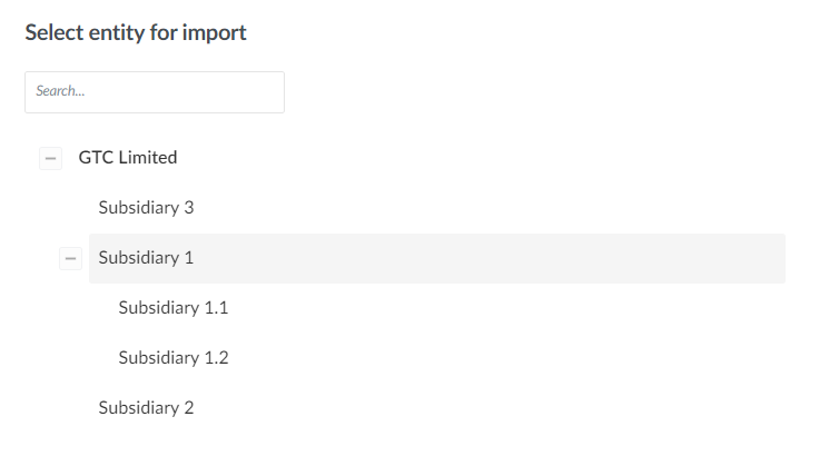 The Select entity for import step in the data import process.