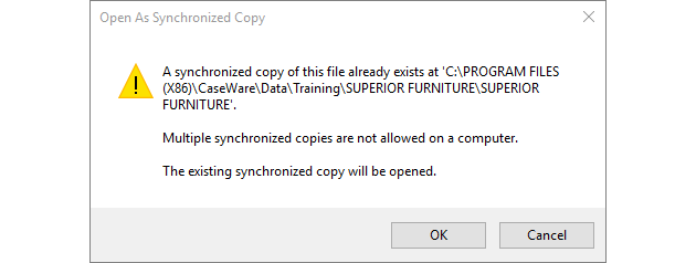 Error prompt if a sync copy already exists