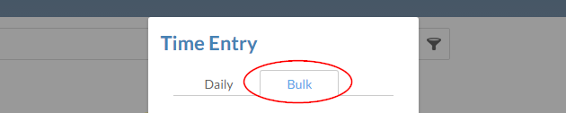 The Bulk tab in the Time Entry dialog. 
