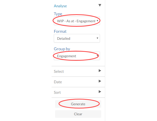 Type and Group By drop-down menu