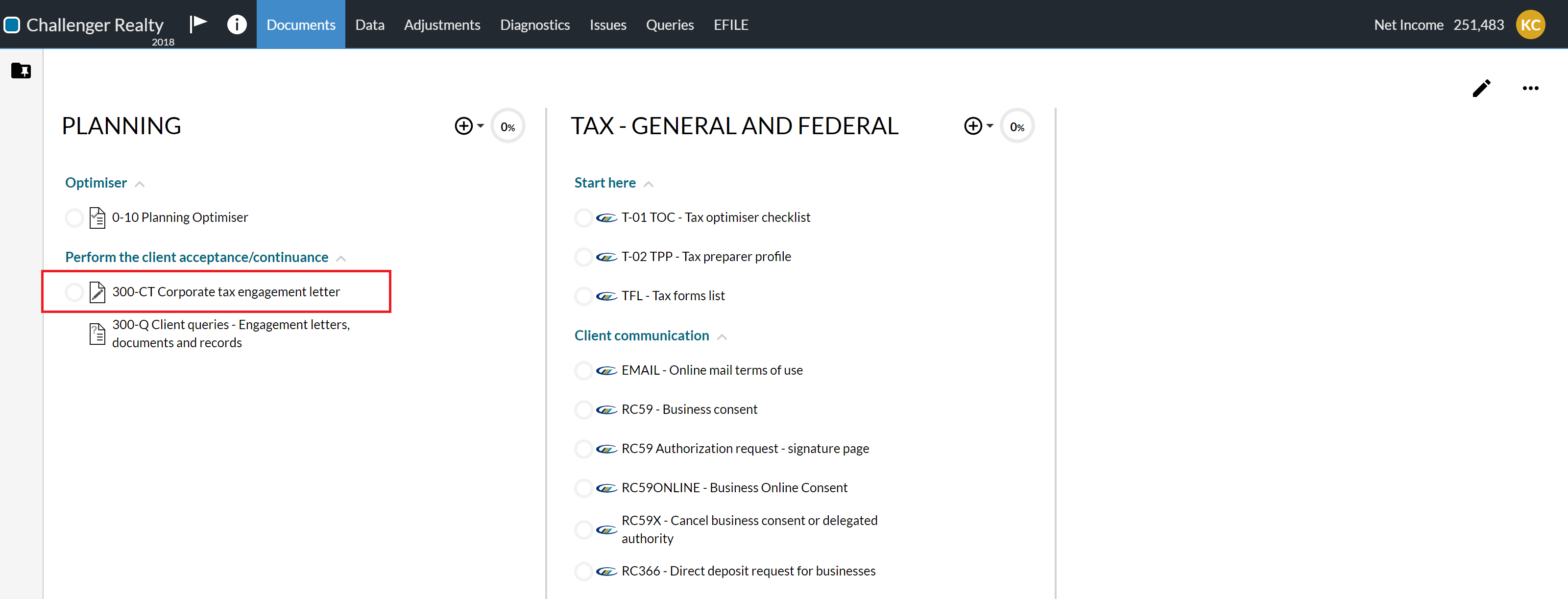 The 300-CT document in the Documents page.