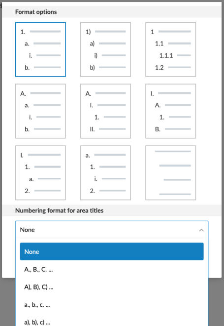 Customize numbered headings in the financial statements.