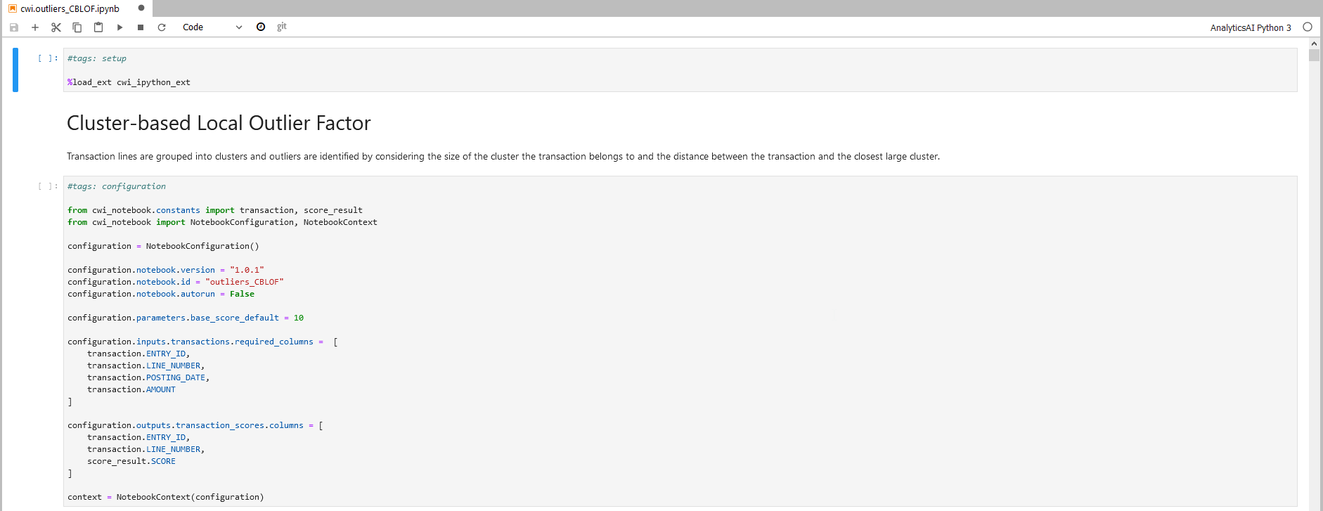 Cluster-based Outlier Factor notebook