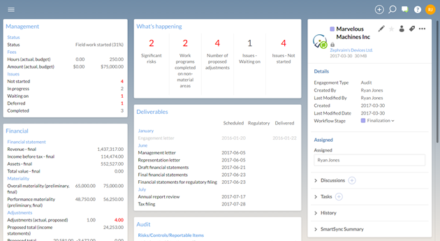 The details page for a Q-enabled engagement. Key engagement data is displayed in Q gadgets.