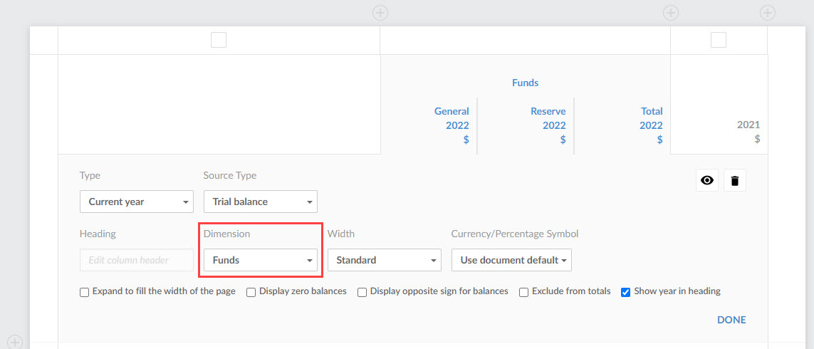 Selecting the Dimensions in dynamic tables.