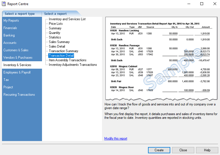 Modifying the Transaction Detail report.