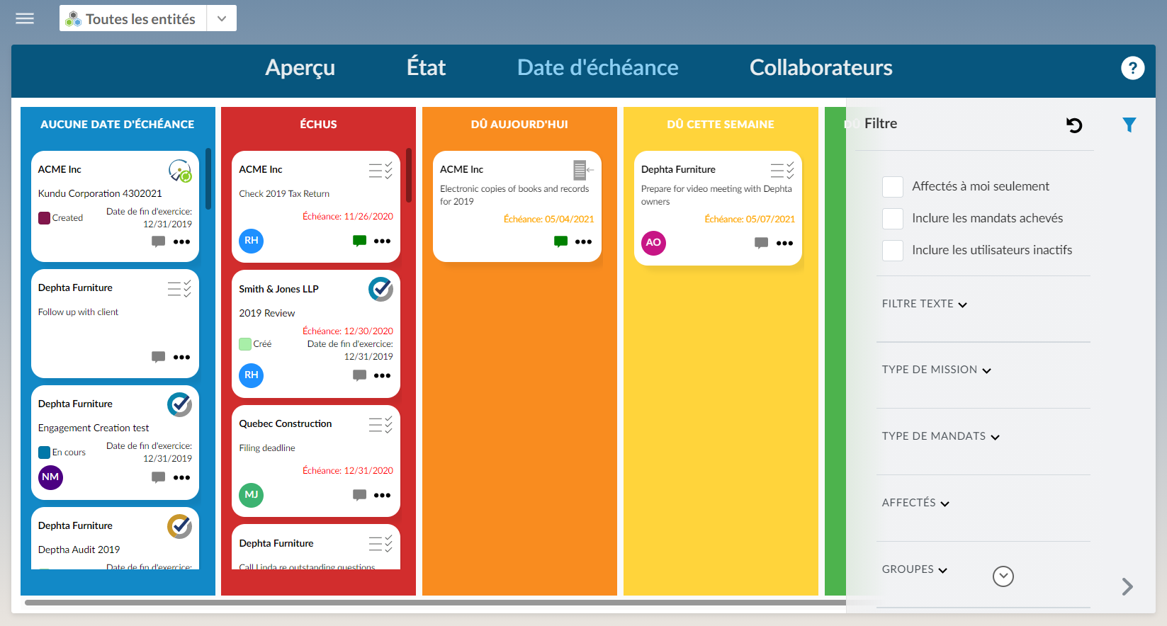 The Accomplish interface in French.