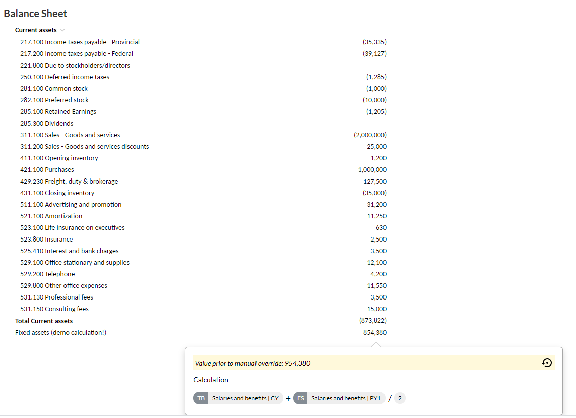 Revert option is always available if you override a cell value originating from a calculation formula.