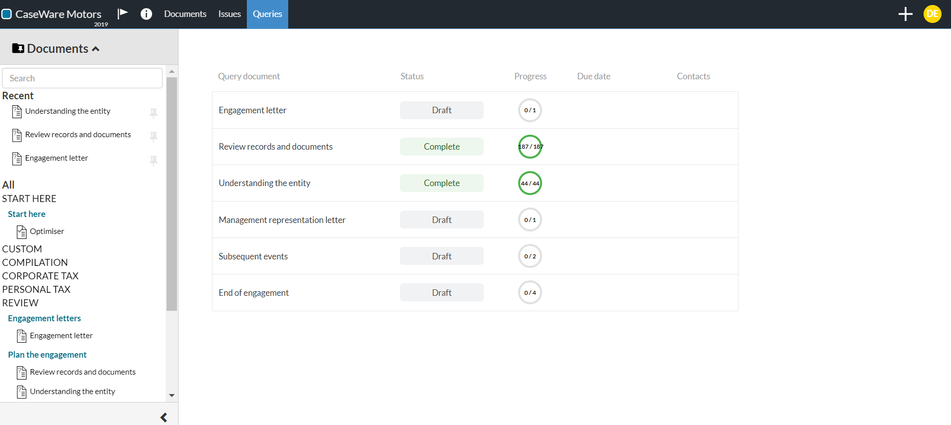 Query dashboard.