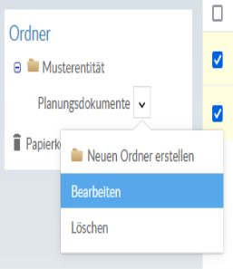 Drop-down-Liste eines Ordners