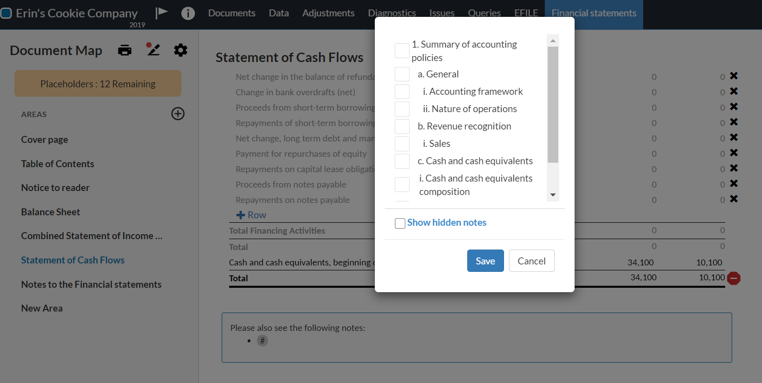 The note reference dialog.