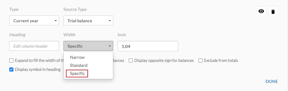 Custom widths for dynamic tables.