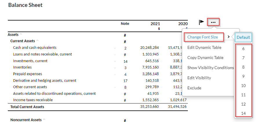 Dynamic table font size.