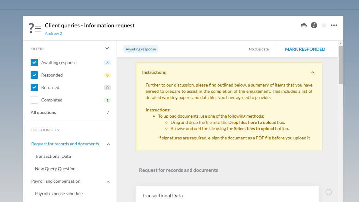 Query question filters - Contact view.