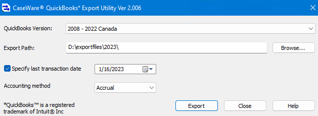 The QuickBooks Export Utility