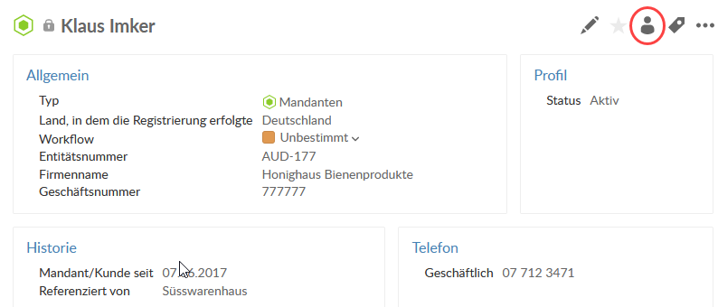 Klicken Sie auf das Symbol Freigeben im Detailbereich.