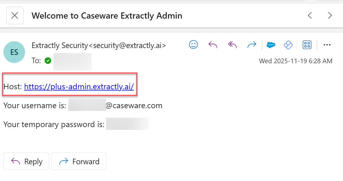 Extractly Firm admin activation email