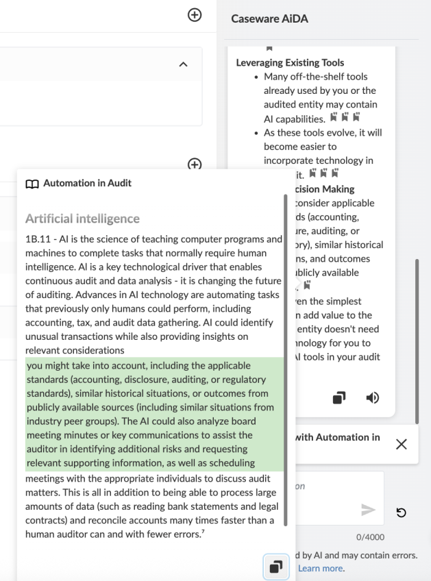 Selecting a reference in AiDA.