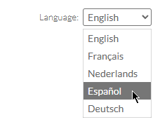 Selecting the language for the user interface before logging in to Caseware Cloud