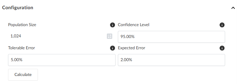 Specifying calculator parameters for the sampling method. 