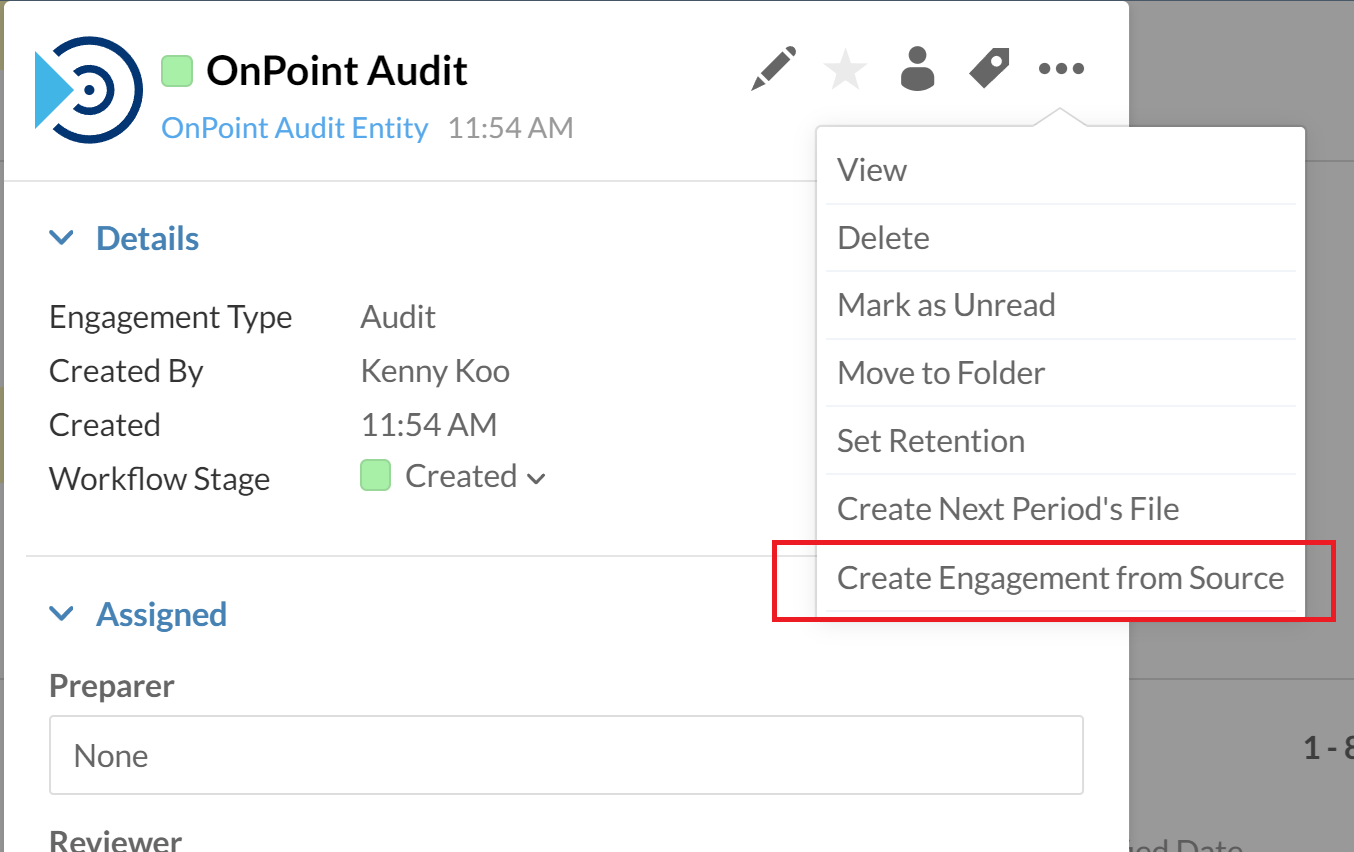 Create an engagement that is synced to a central planning engagement