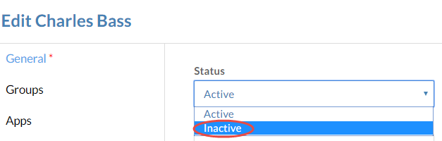 To deactivate a user, change their Status