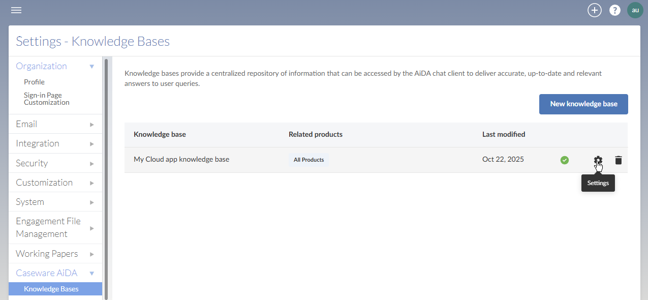 Editing a firm-managed AiDA knowledge base