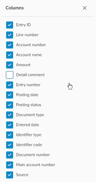 Filtering out entire columns by delecting them in the list of columns in the dataset.