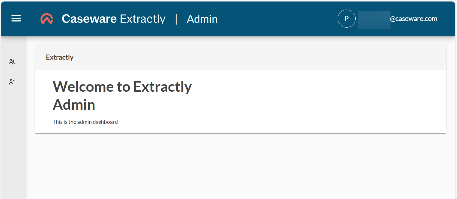 Welcome page of the Extractly admin portal