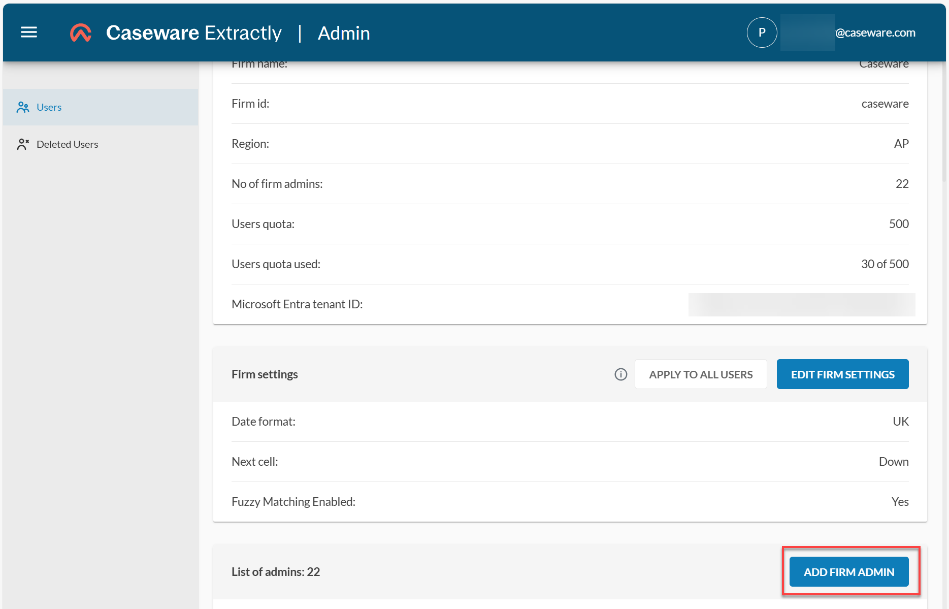 Adding a firm admin user to Extractly.