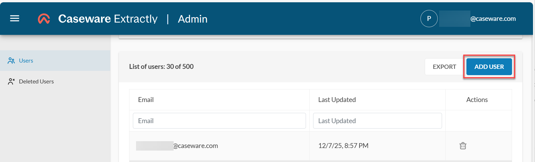 Adding a firm user to Extractly.