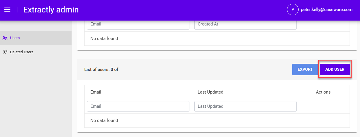 Adding a firm user to Extractly.