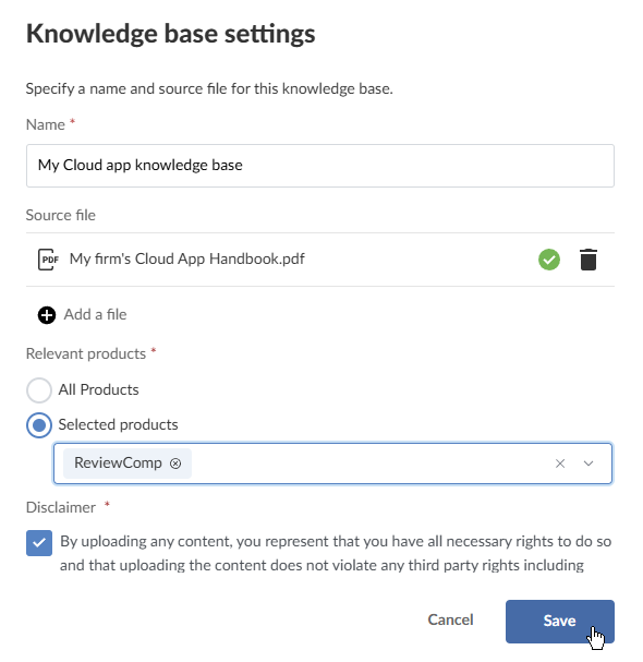 Editing a knowledge base for use in AiDA