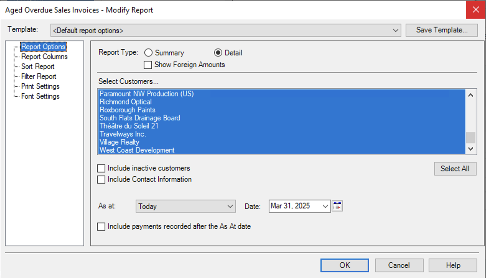 Modifying the Aged Overdue Sales Invoices report.
