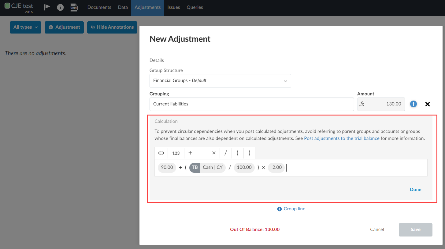 Create a calculated adjustment.