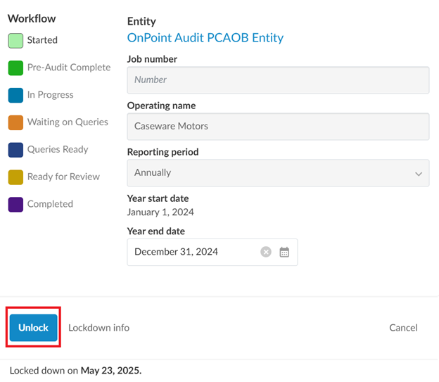 Unlock the engagement file.