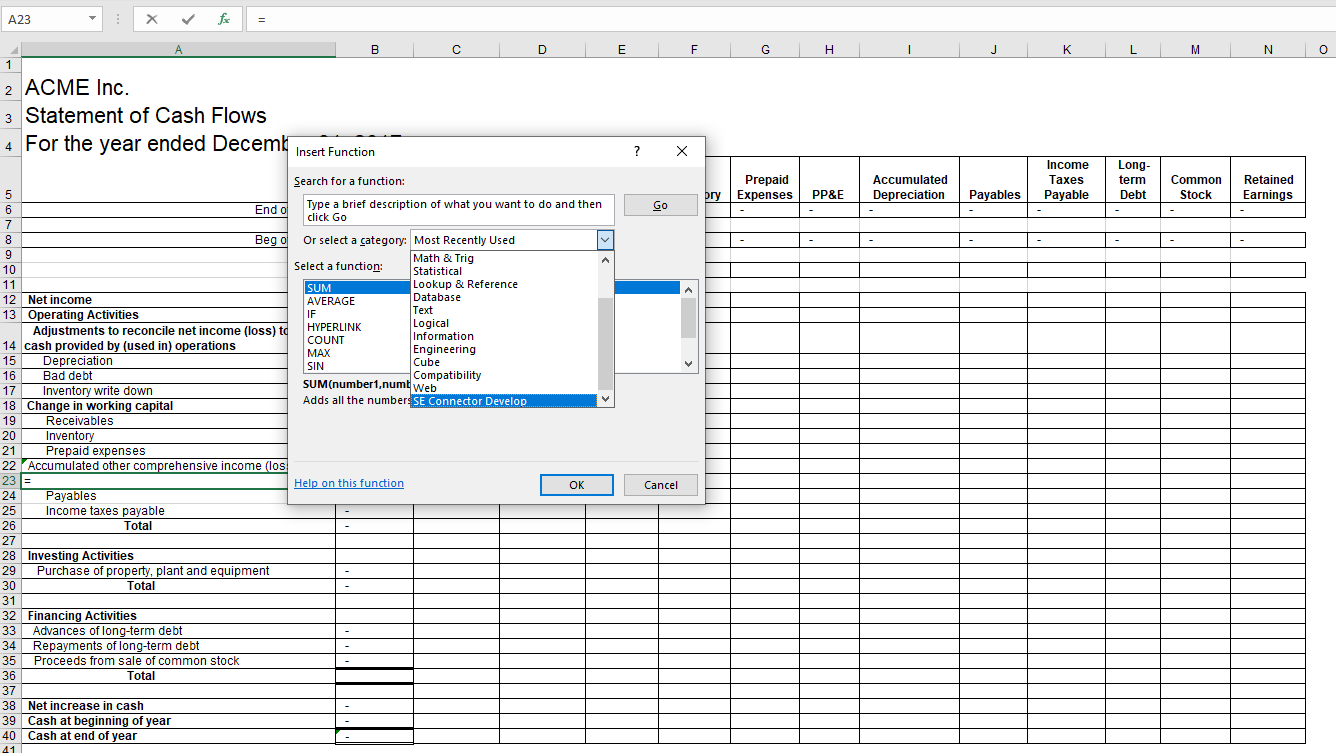 Insert Data Using Ms Excel Formula Dialog With Caseware Cloud Connector