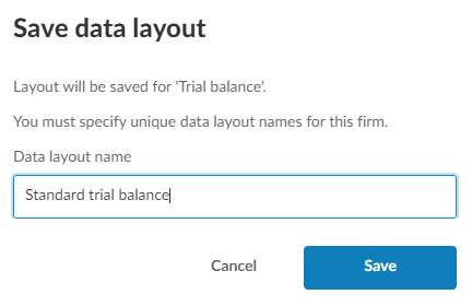 Saving a data layout (assignment of incoming fields to Caseware fields).