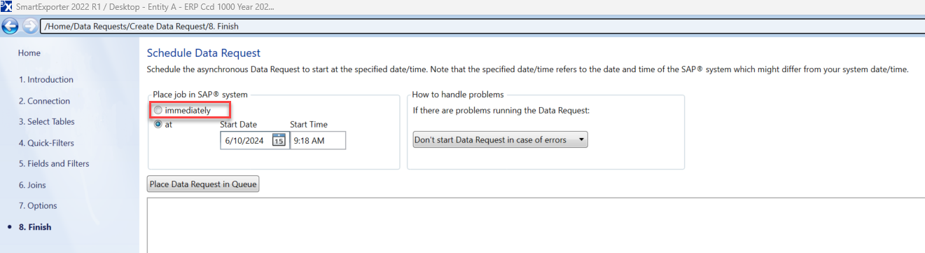 Schedule the SAP data export in SmartExplorer.