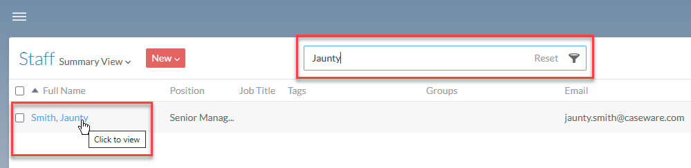 Searching for the user for whom you want to enable AiDA.