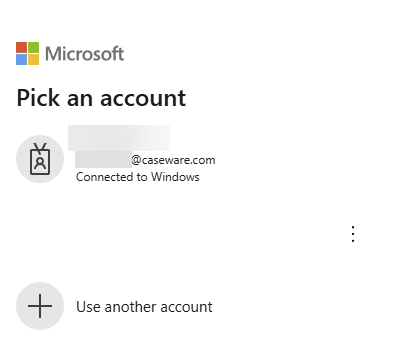 Selecting your Microsoft account.
