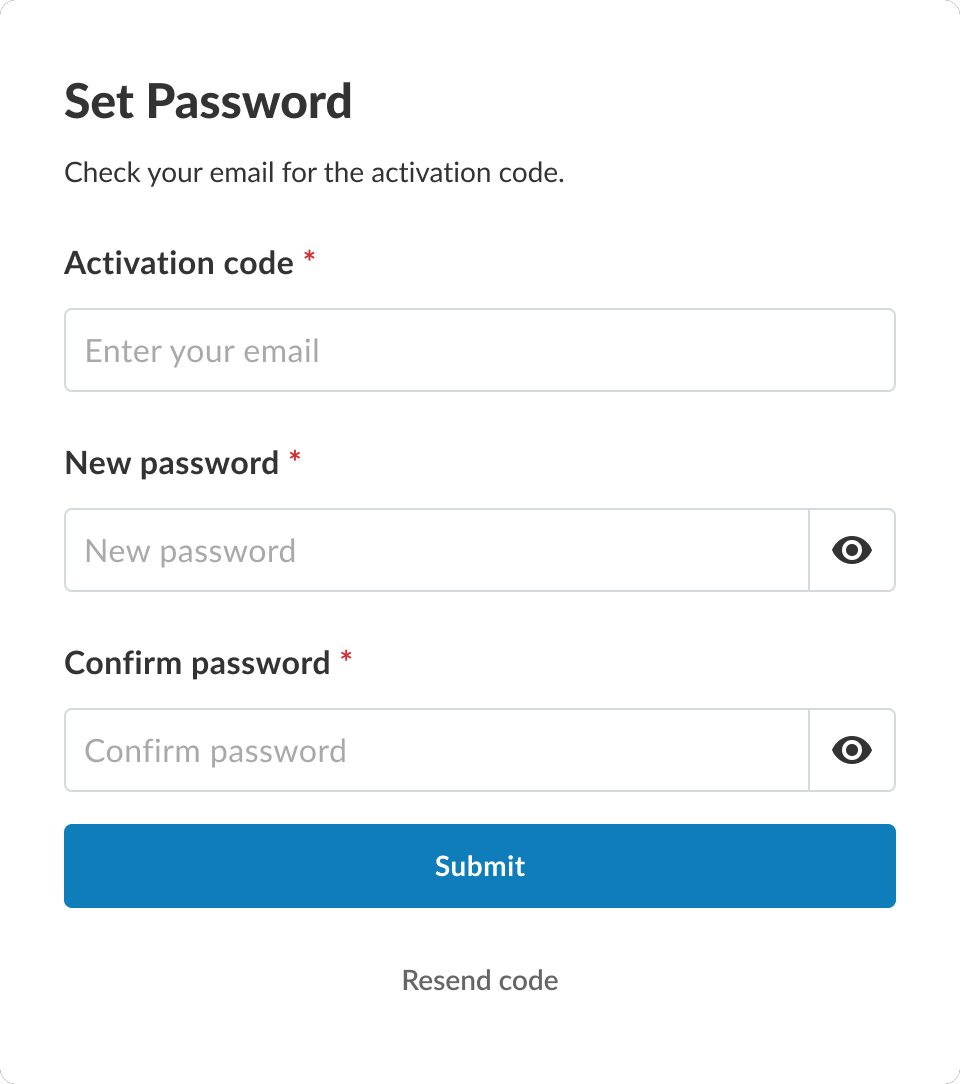 Firm admin sets password at first login to the Extractly admin portal