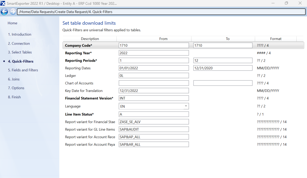 Set table download limits in SmartExplorer.