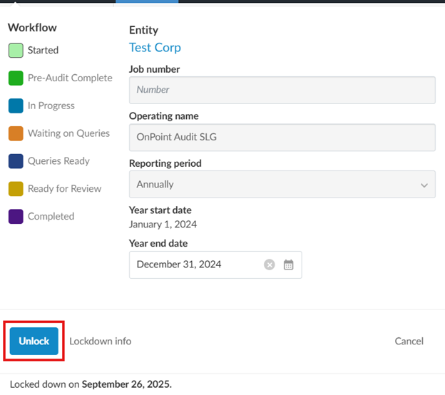 Unlock the engagement file.